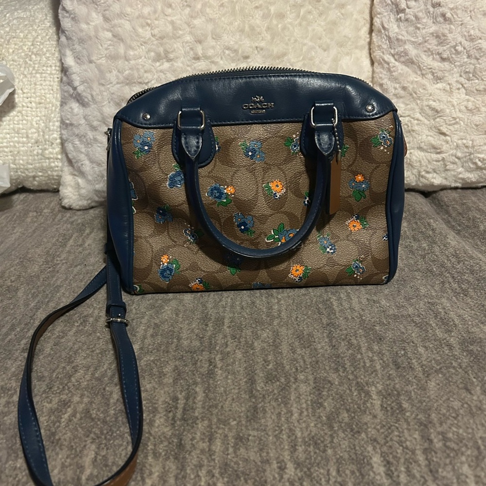 Coach Floral Print Women's Bag - Blue and Brown